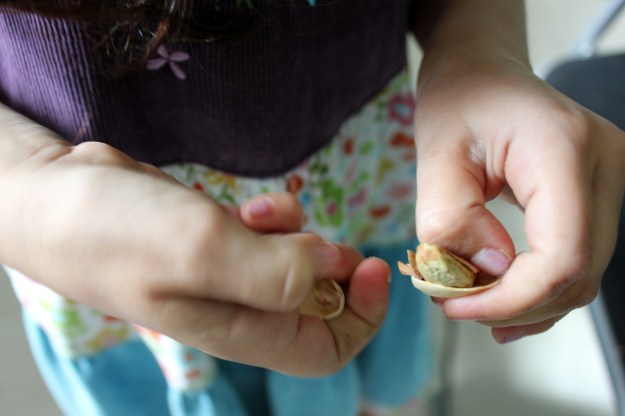 peeling pistachios