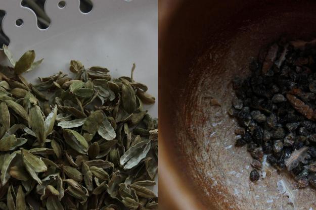 cardamom skin and seeds