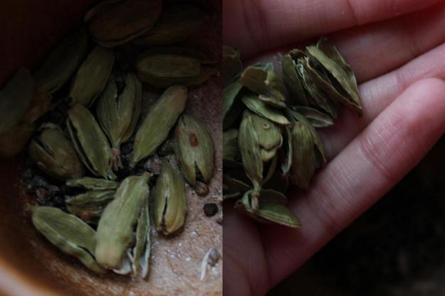 Removing cardamom skin